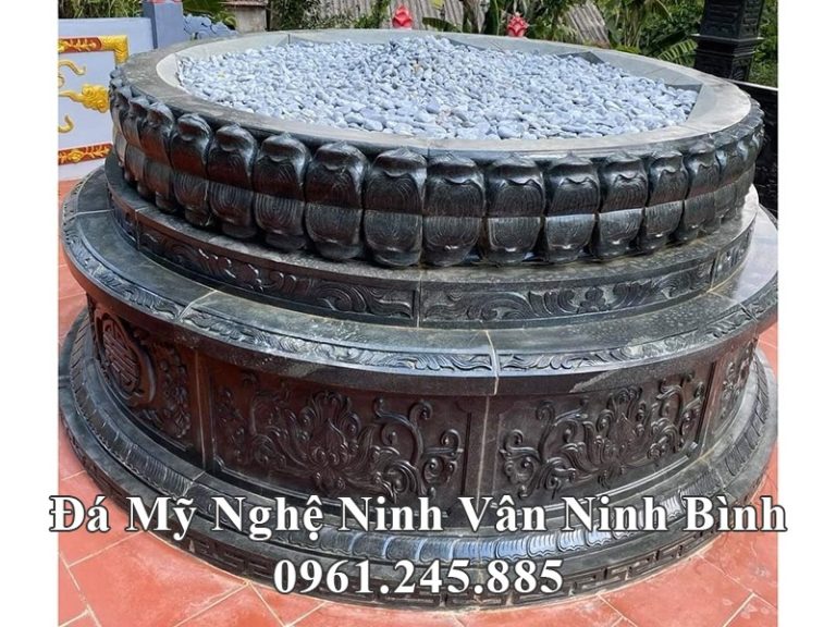 Mẫu mộ đá tròn đá xanh rêu granite đẹp