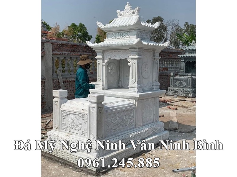 Mẫu Mộ đá trắng 2 mái đẹp tại Hà Nội.jpg