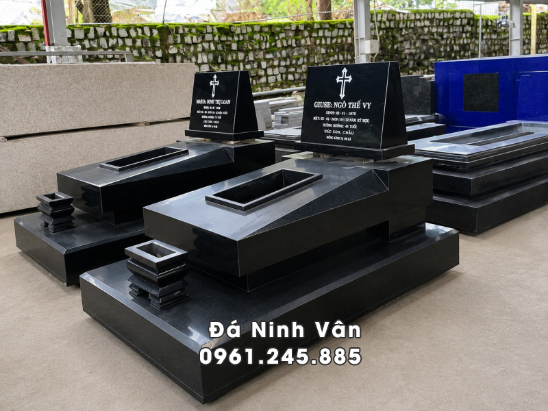 Xây Mộ Công giáo đẹp - Mộ Công giáo granite tại Đá Ninh Vân